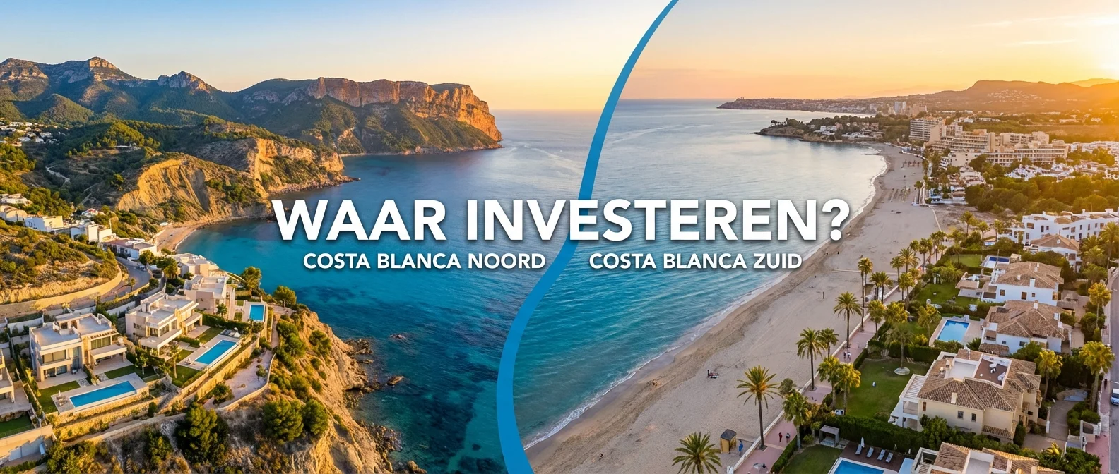 An atmospheric and wide panorama of the Spanish coastline illustrating Costa Blanca North vs South: Where to Invest, with an inviting composition of azure sea and luxury architecture, professional photography
