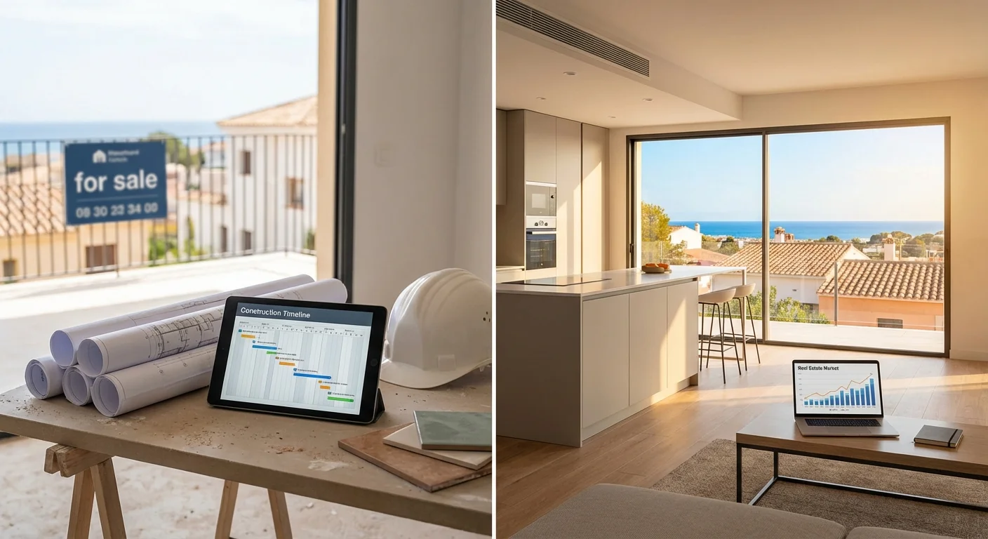 Illustrative overview of a handshake for a just-completed Flipping Houses project in Spain