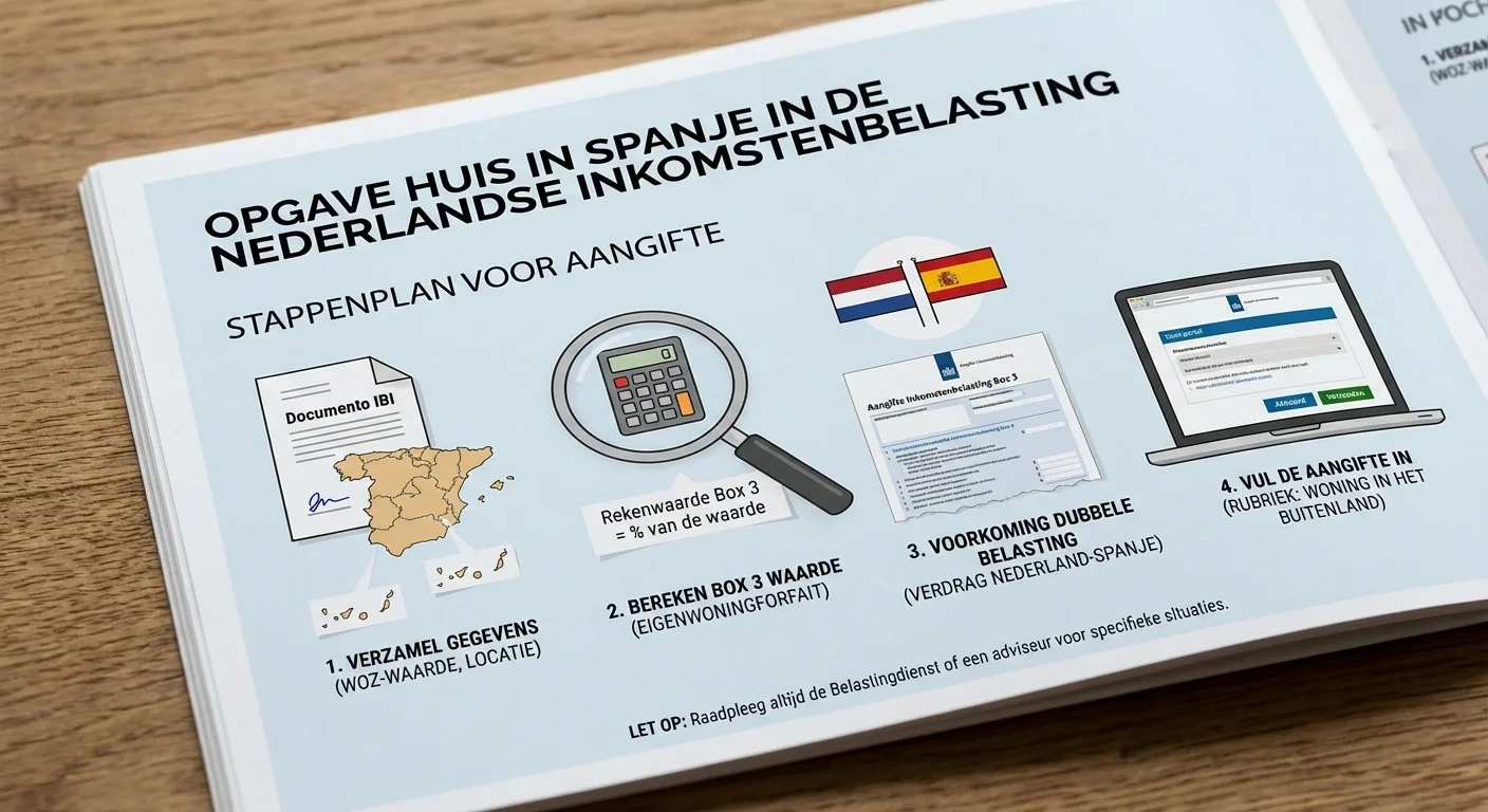 close-up detail shot, sharp focus of a calculator and a map of Spain with markings on the coastline, focusing on Dutch tax on a house in Spain, business setting