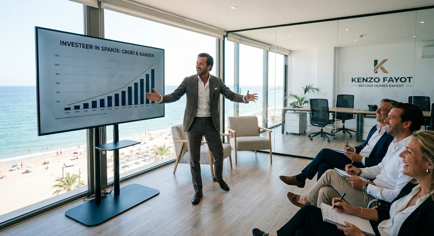 Illustration on growth and opportunities related to investing in Spain by a Spanish Dutch-speaking real estate expert.